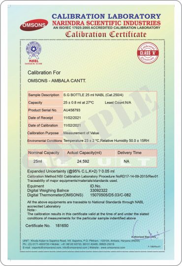 Calibration Certificate Narindra